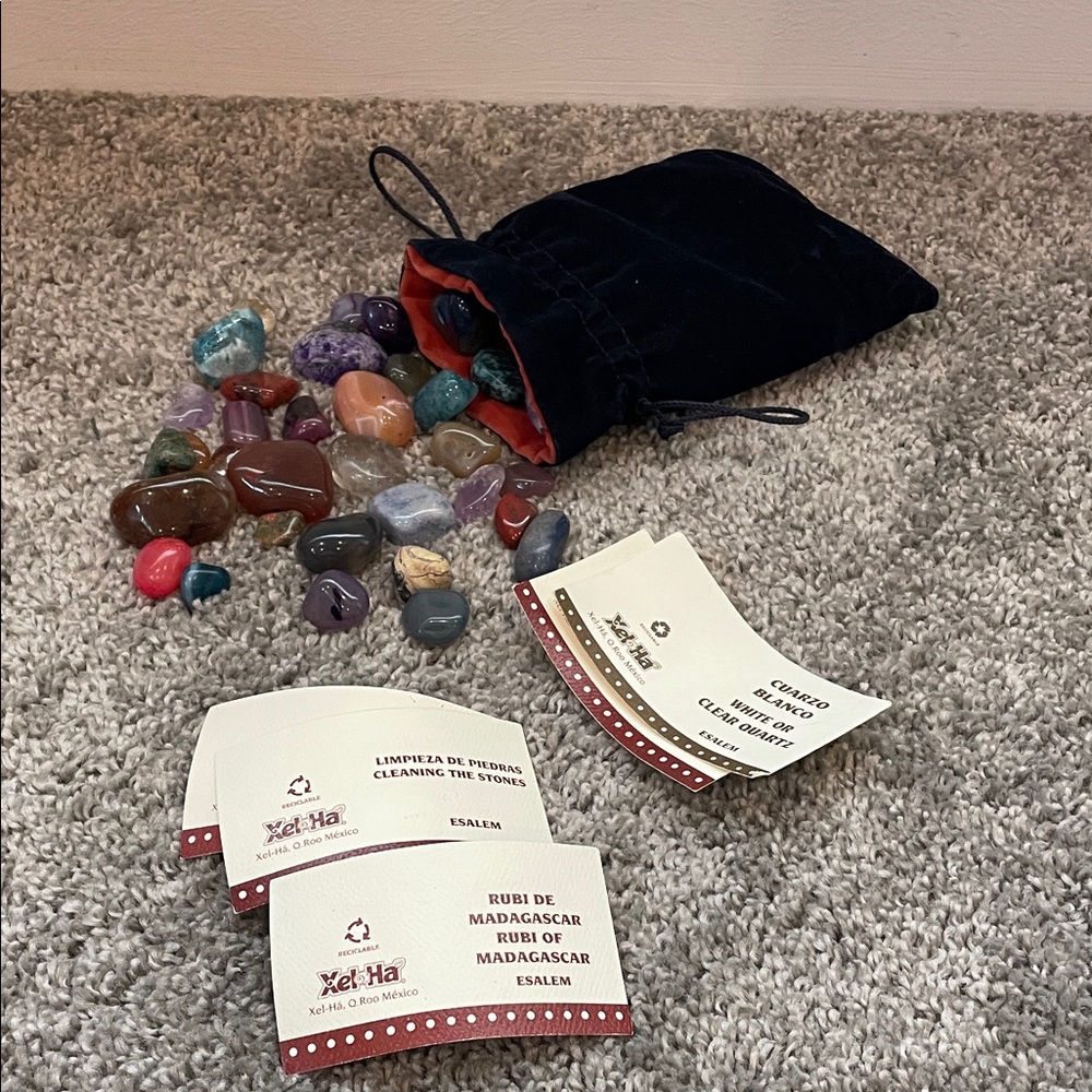 Velvet Pouch with Assorted Gemstones